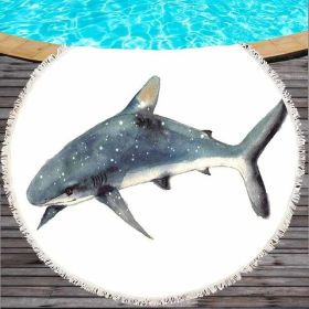 Marine Life Round Printed Beach Towel (Option: 011-180cm)